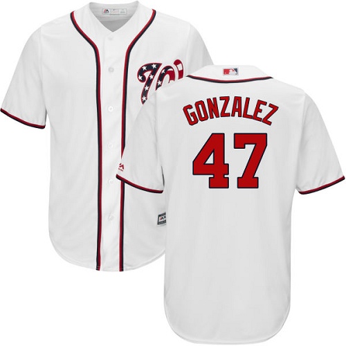 Nationals #47 Gio Gonzalez White Cool Base Stitched Youth MLB Jersey - Click Image to Close